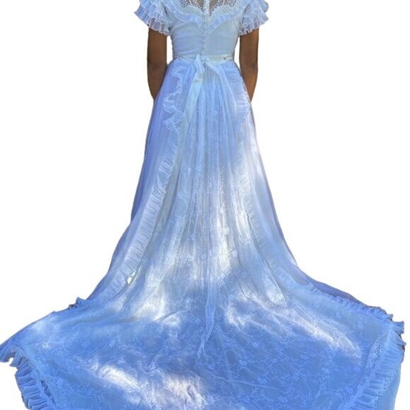 Vintage Handmade White Lace Wedding Dress 1985 Ruffles Cottage Core 4/6 - Picture 14 of 16